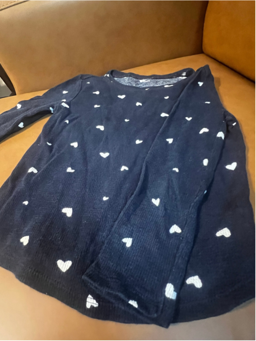 Girls Old Navy Long Sleeve Heart Print Shirt Navy White Size 5T